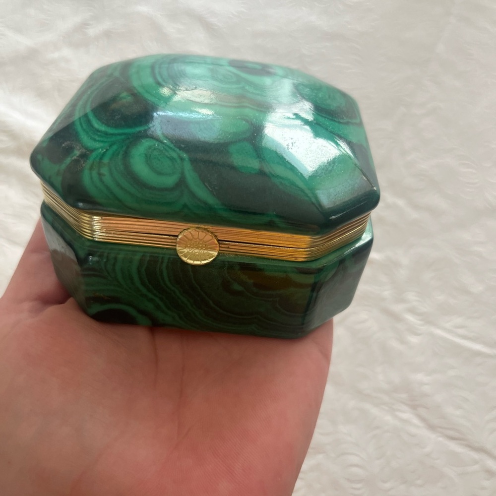 Vintage Frederick Cooper Style Faux Malachite Porcelain Box
